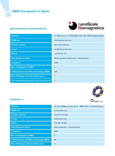 Catalogue of Nanoscience & Nanotechnology Companies in Spain