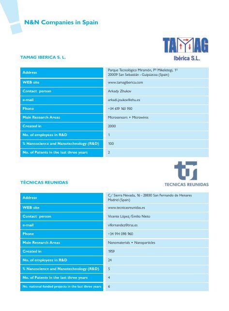 Catalogue of Nanoscience & Nanotechnology Companies in Spain