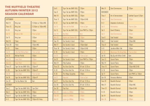 Autumn | Winter 2012 - Nuffield Theatre