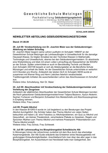 G ewerbliche S chule M etzingen - zur Partnerschaft zwischen der ...