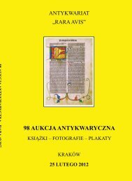 25 lutego 2012 98 aukcja antykwaryczna - Rara Avis