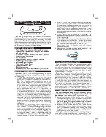 AX3000 Series Contact AutoTuner Operating Guide ... - Sabine, Inc.