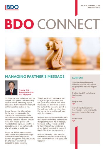 MANAGING PARTNER'S MESSAGE - bdo singapore