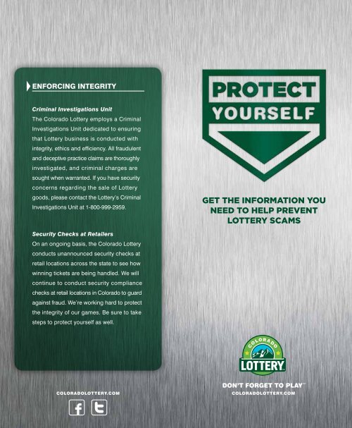 get the information you need to help prevent ... - Colorado Lottery