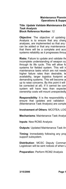 Maintenance Planning Process - Marine Corps Systems Command