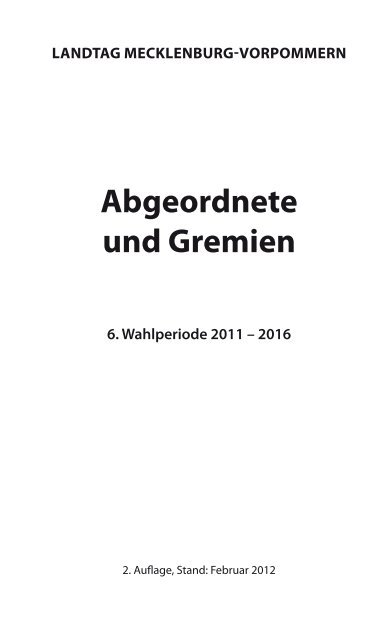 Abgeordnete und Gremien - Landtag Mecklenburg Vorpommern