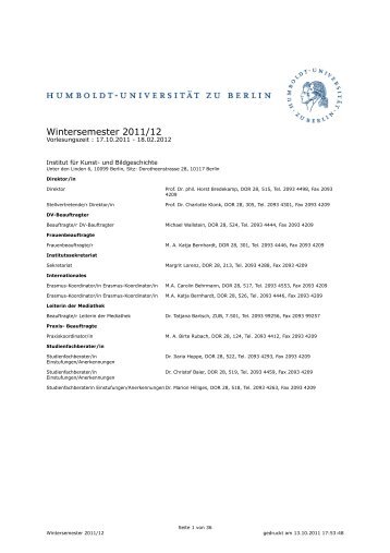 Wintersemester 2011/2012 (pdf) - Institut für Kunst - Humboldt ...