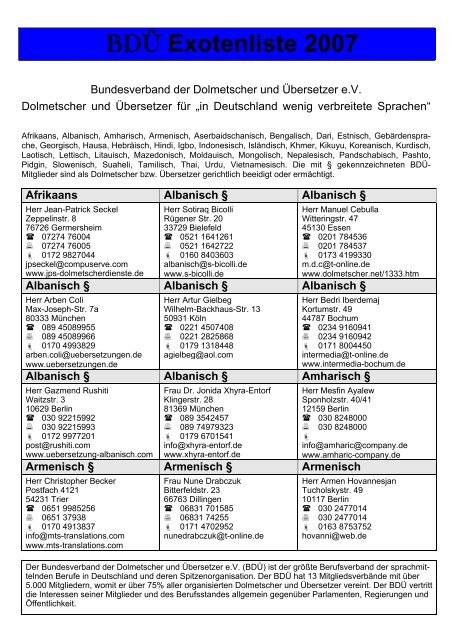 BDÃœ Exotenliste 2007