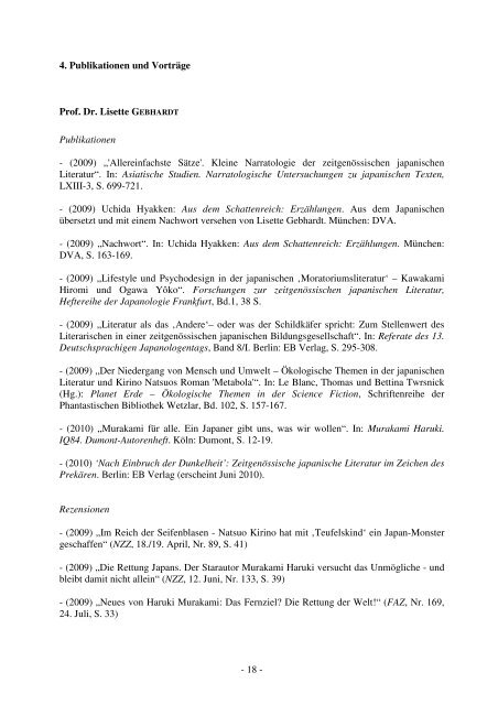 Jahresbericht 2009-Japanologie - Japanologie - Goethe-Universität