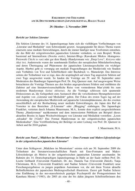 Jahresbericht 2009-Japanologie - Japanologie - Goethe-Universität