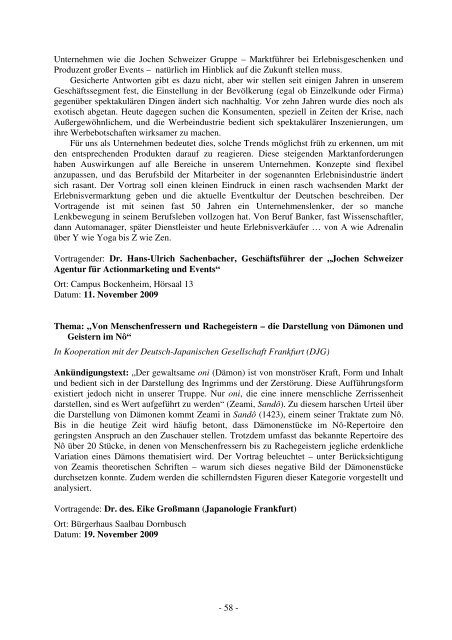 Jahresbericht 2009-Japanologie - Japanologie - Goethe-Universität