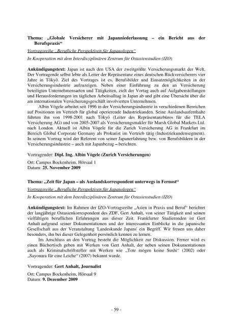 Jahresbericht 2009-Japanologie - Japanologie - Goethe-Universität