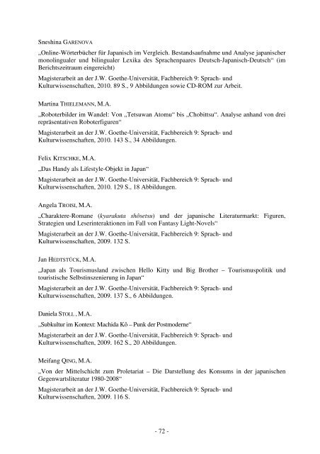 Jahresbericht 2009-Japanologie - Japanologie - Goethe-Universität