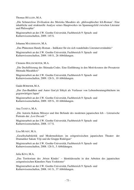 Jahresbericht 2009-Japanologie - Japanologie - Goethe-Universität