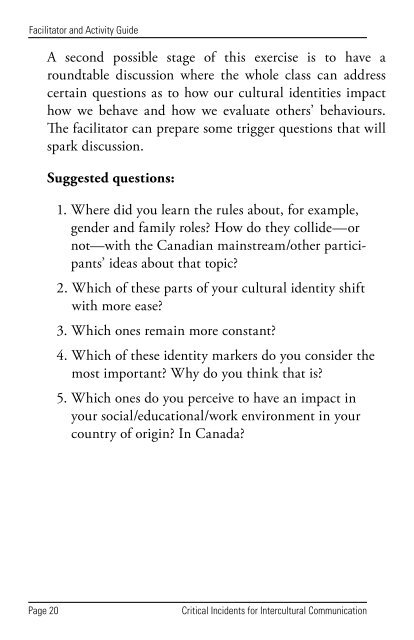 Critical Incidents for Intercultural Communication - NorQuest College