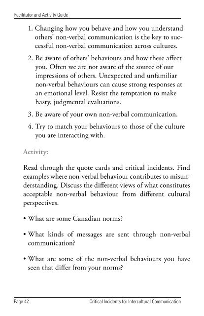 Critical Incidents for Intercultural Communication - NorQuest College
