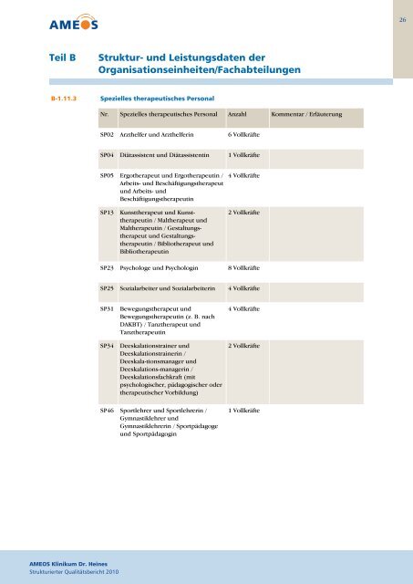 Qualitätsbericht 2010 AMEOS Klinikum Dr. Heines