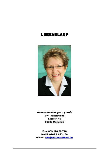 Mein Lebenslauf (PDF) - BW Translations