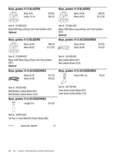 pope john paul ii catholic high school - DENNIS Uniform