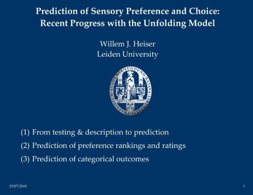 Prediction of Sensory Preference & Choice