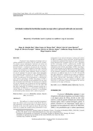 Atividade residual de herbicidas usados na soja sobre o ... - SciELO