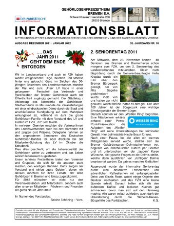 Infoblatt Dezember 2011 - Landesverband der Gehörlosen Bremen eV