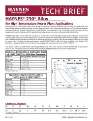 HAYNES ® 230 ® alloy For Power Plant Applications