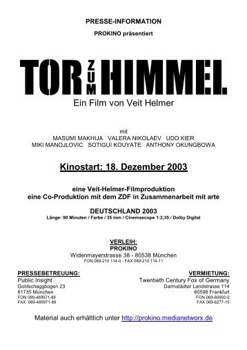 Ein Film von Veit Helmer Kinostart: 18. Dezember 2003 - Polyfilm