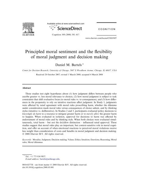 Principled moral sentiment and the flexibility of moral judgment and ...