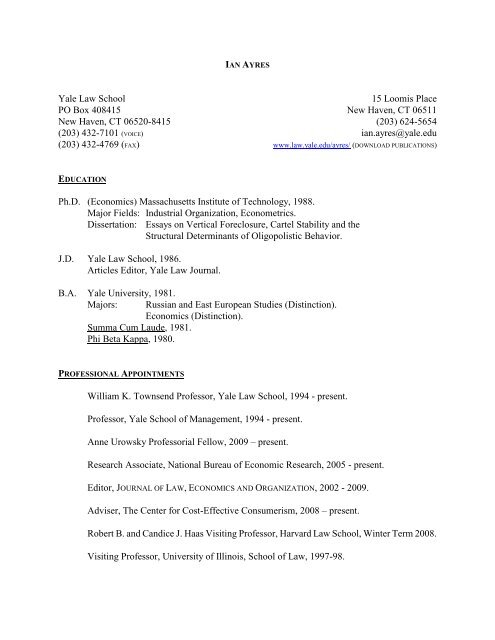 yale law resume examples