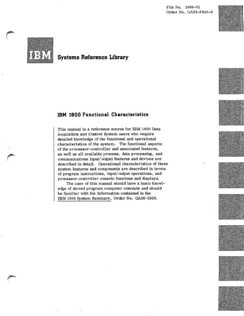 Systems Reference Library - All about the IBM 1130 Computing ...