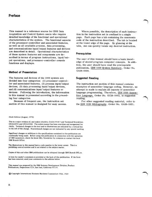 Systems Reference Library - All about the IBM 1130 Computing ...