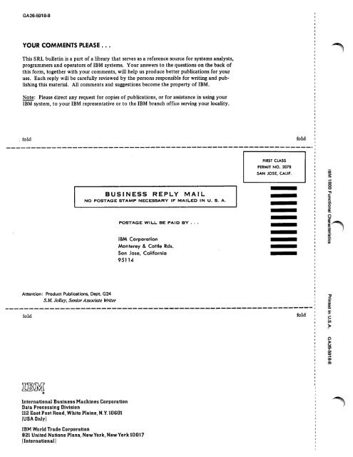 Systems Reference Library - All about the IBM 1130 Computing ...