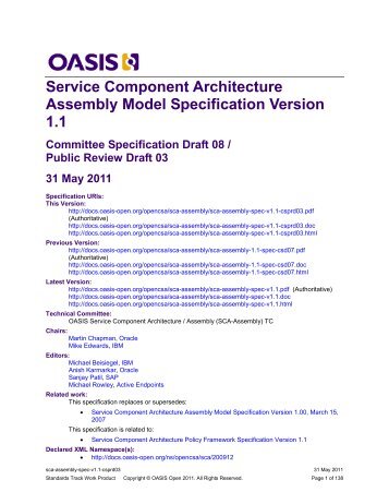 Service Component Architecture Assembly Specification Version 1.1