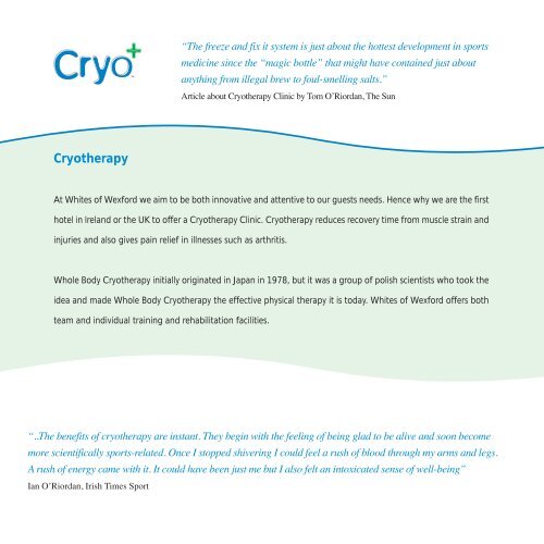Cryotherapy Brochure - Whites of Wexford