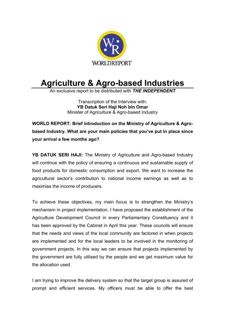Agriculture & Agro-based Industries - World Report
