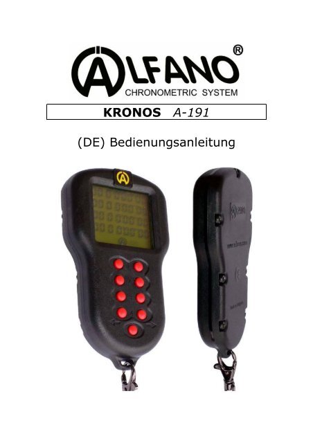 KRONOS A-191 (DE) Bedienungsanleitung - Alfano