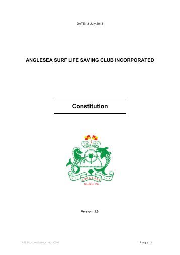 Constitution - Anglesea Surf Life Saving Club