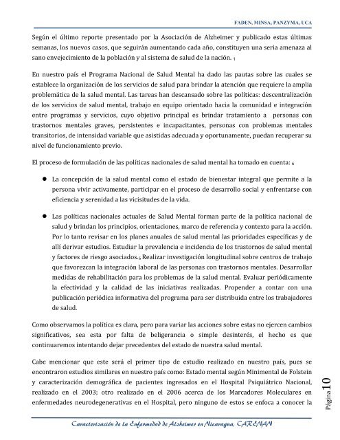 caracterizacion de la enfermedad de alzheimer en nicaragua