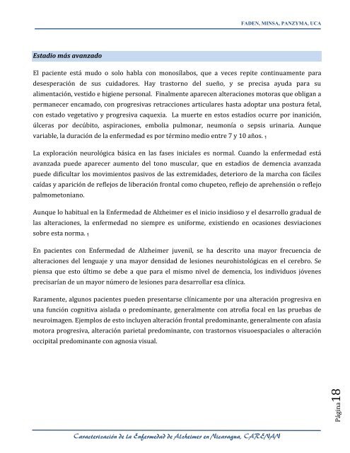 caracterizacion de la enfermedad de alzheimer en nicaragua