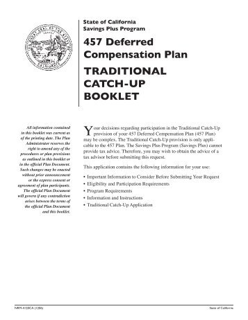 457 Deferred Compensation Plan traDitional CatCh-UP Booklet