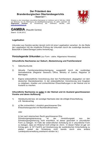 Gambia - Brandenburgisches Oberlandesgericht