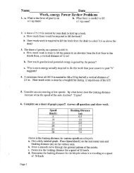 Name Date Work, energy Power Review Problems