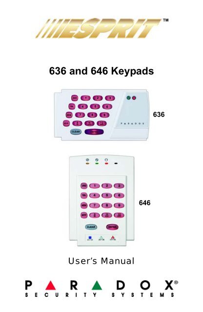 Esprit 636 &amp; 646 : User's Manual - SecurTek