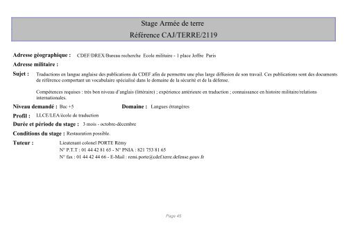 Catalogue des contrats et des stages ArmÃ©es - Jeunesse ... - IHEDN