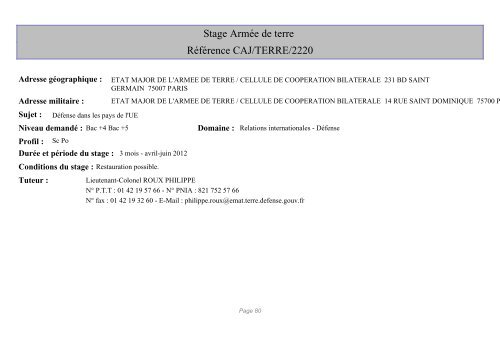 Catalogue des contrats et des stages ArmÃ©es - Jeunesse ... - IHEDN