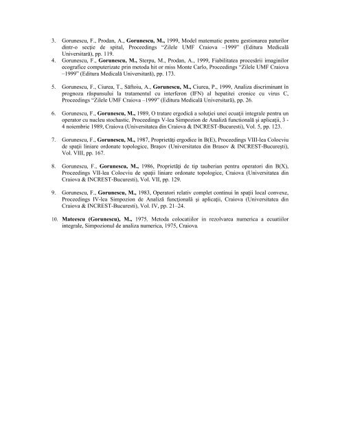 Lista de lucrÇri - Universitatea din Craiova