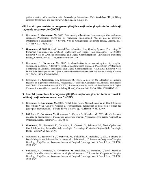 Lista de lucrÇri - Universitatea din Craiova