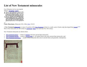 List of New Testament minuscules - Holy Bible Institute