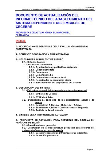 documento de actualización del informe técnico del abastecimiento